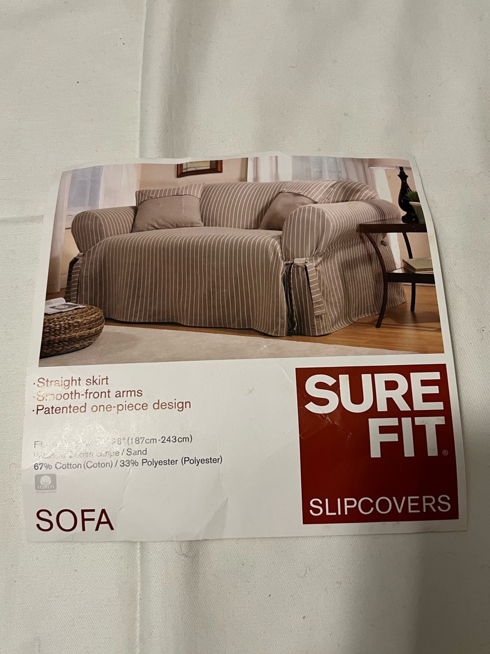 Sale! 25% Off! Sure Fit Washed Denim Stripe Sofa Slipcover With Tailored Skirt